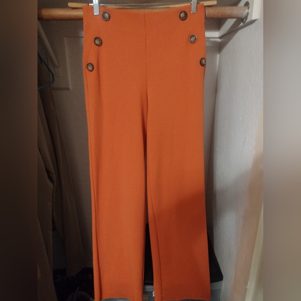 Elegant Orange Wide-Leg Women's Pants